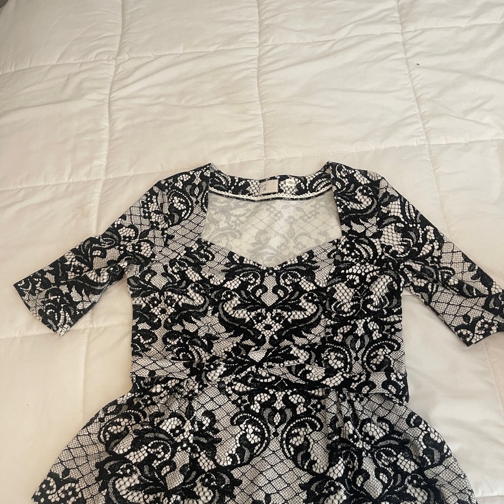 Anthropologie Black and White Lace Top